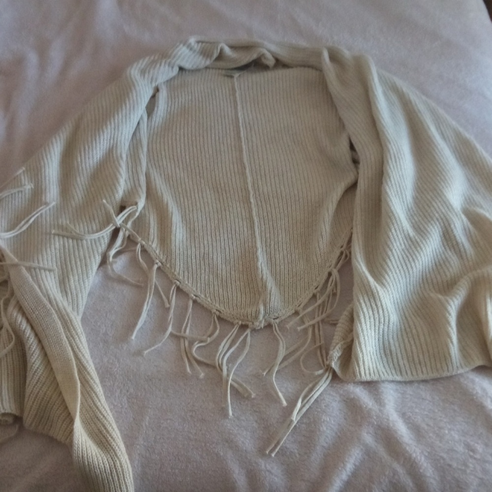 Chicos Fringe Sleeveless Cardigan